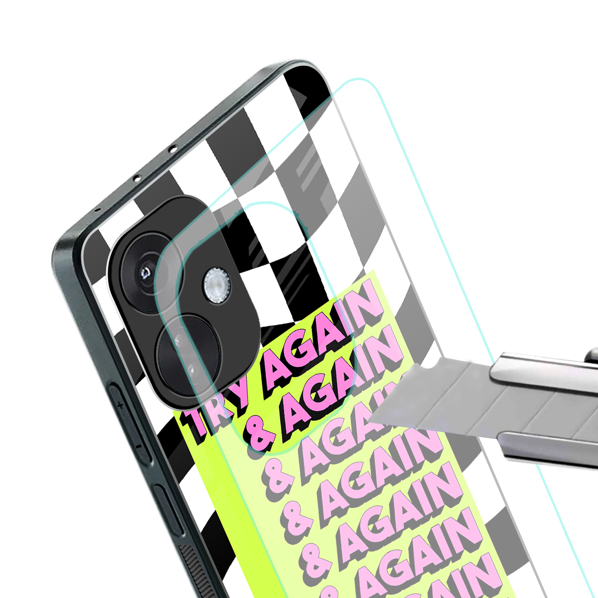 try again back phone cover | glass case for oneplus nord ce 3