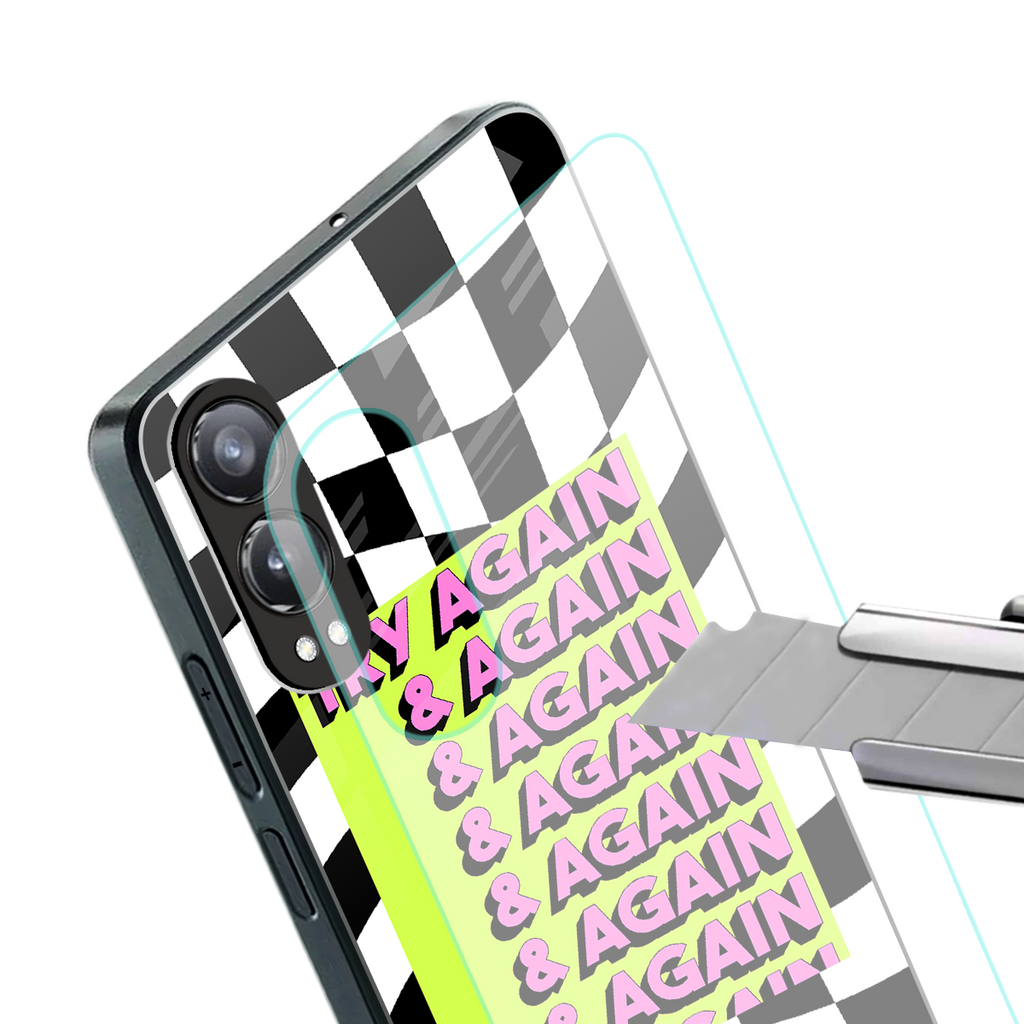 try again back phone cover | glass case for oneplus nord ce 4 lite