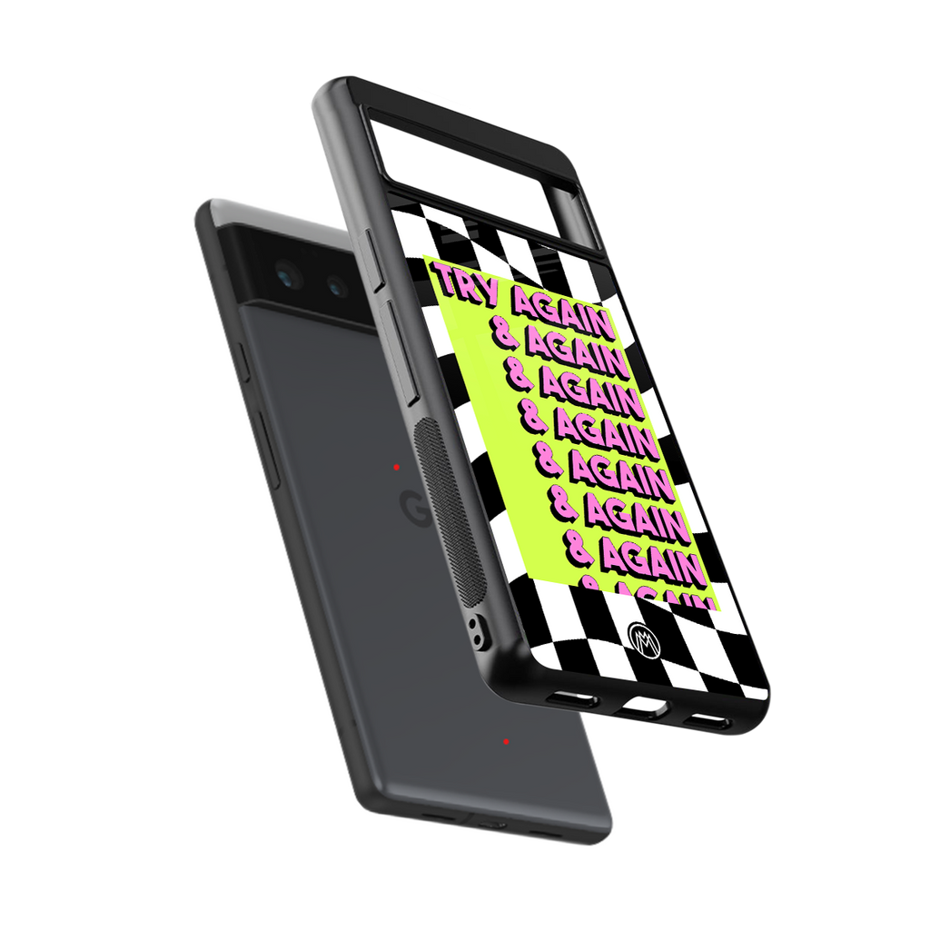 try again back phone cover | glass case for google pixel 6