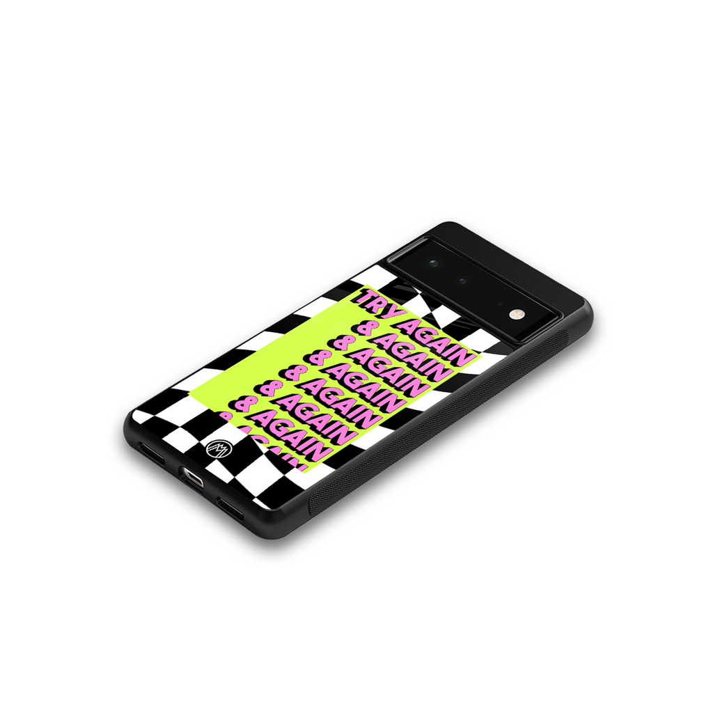 try again back phone cover | glass case for google pixel 6