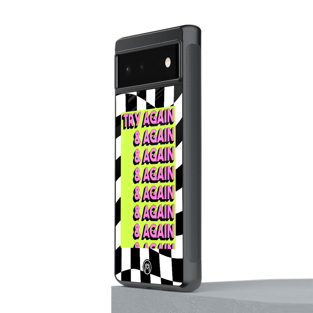 try again back phone cover | glass case for google pixel 6