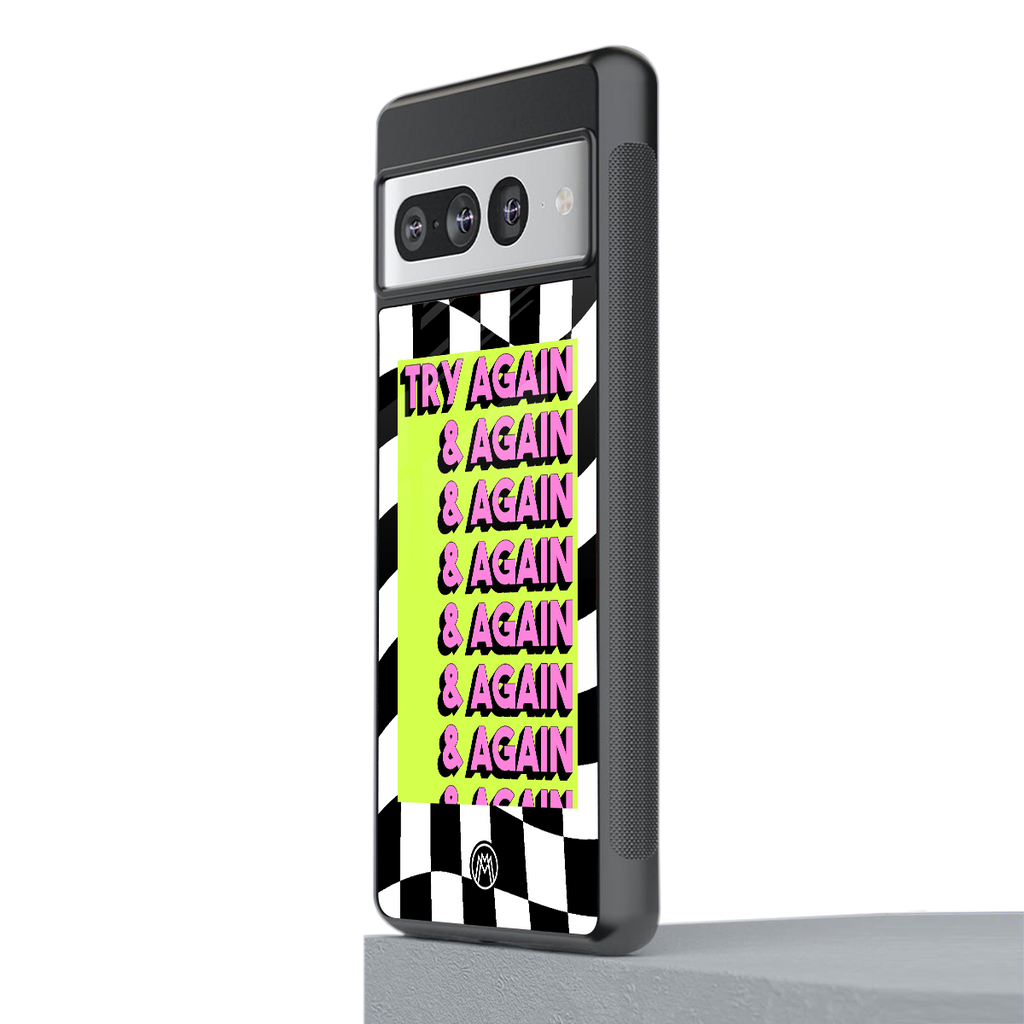 try again back phone cover | glass case for google pixel 7 pro