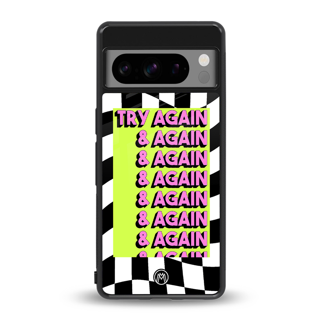 try again back phone cover | glass case for google pixel 8 pro