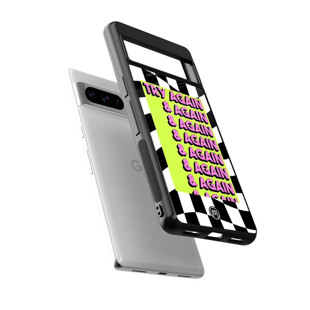 try again back phone cover | glass case for google pixel 8 pro