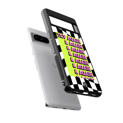 try again back phone cover | glass case for google pixel 8 pro