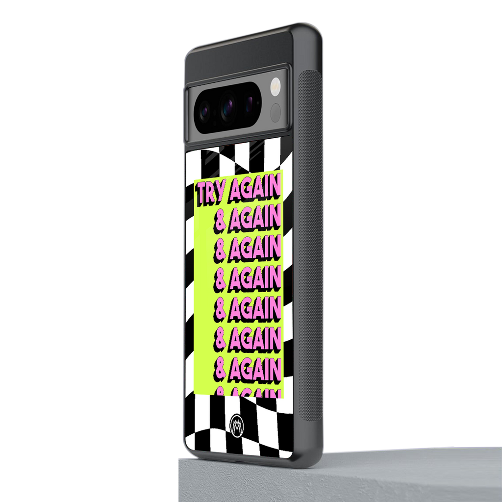try again back phone cover | glass case for google pixel 8 pro