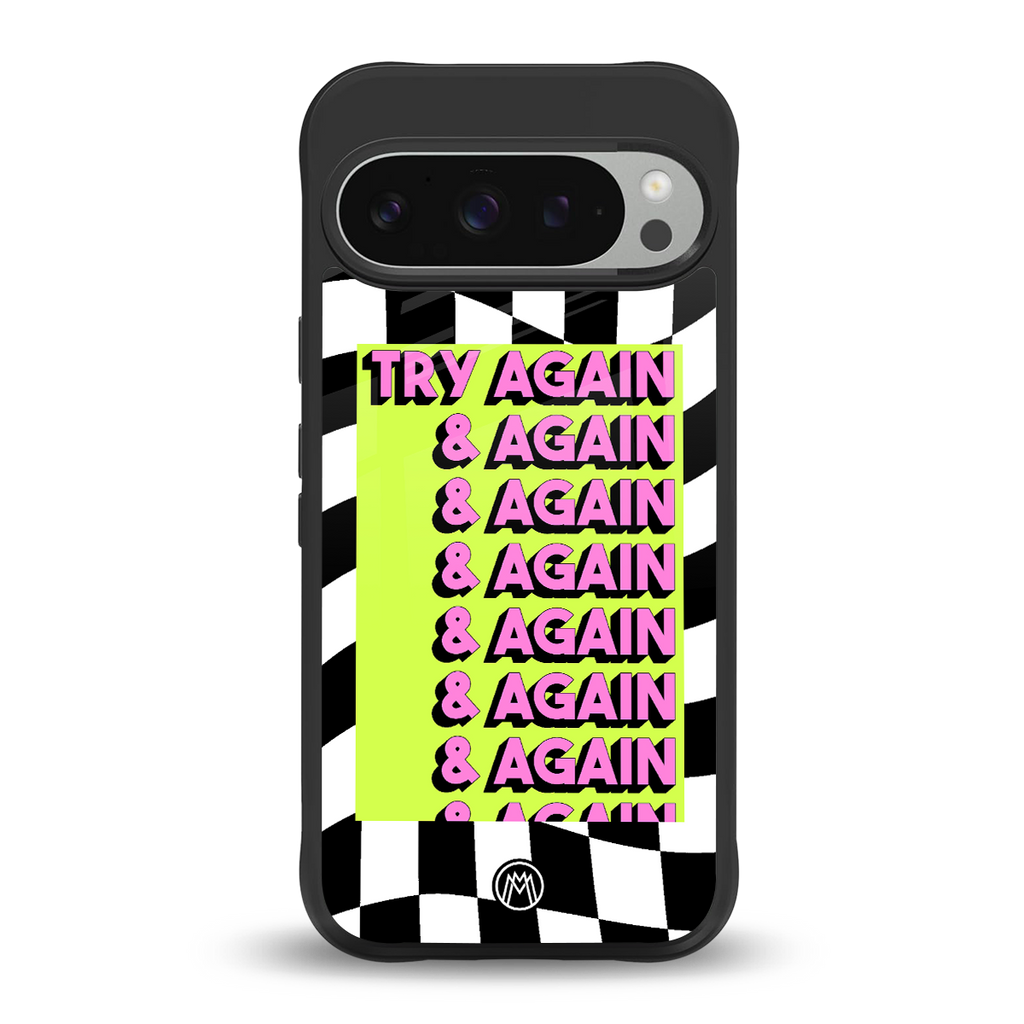 try again back phone cover | glass case for google pixel 9 pro xl
