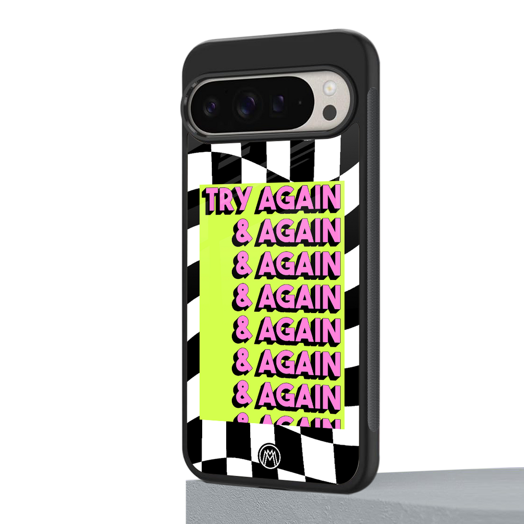 try again back phone cover | glass case for google pixel 9 pro xl