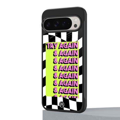 try again back phone cover | glass case for google pixel 9 pro xl