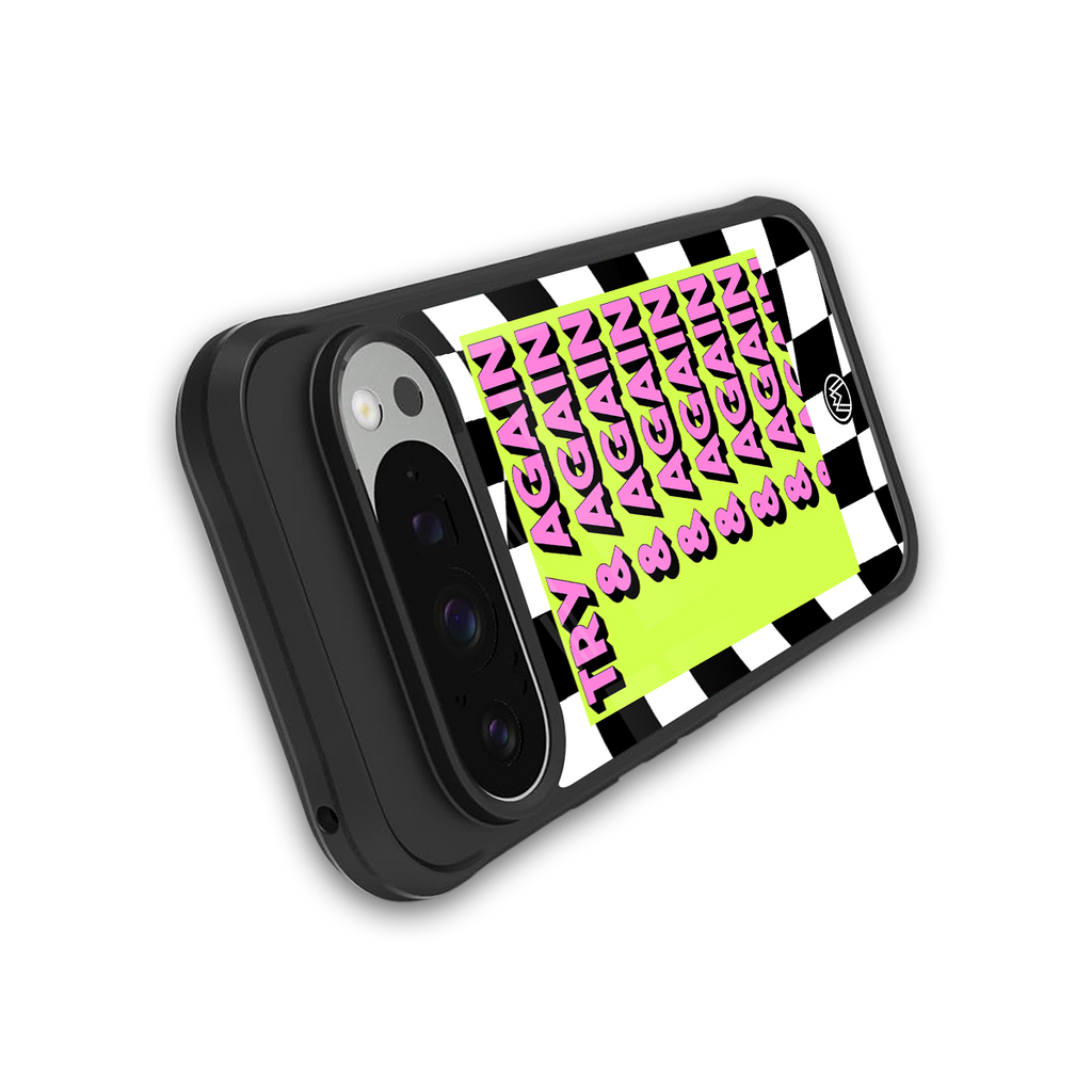 try again back phone cover | glass case for google pixel 9 pro xl