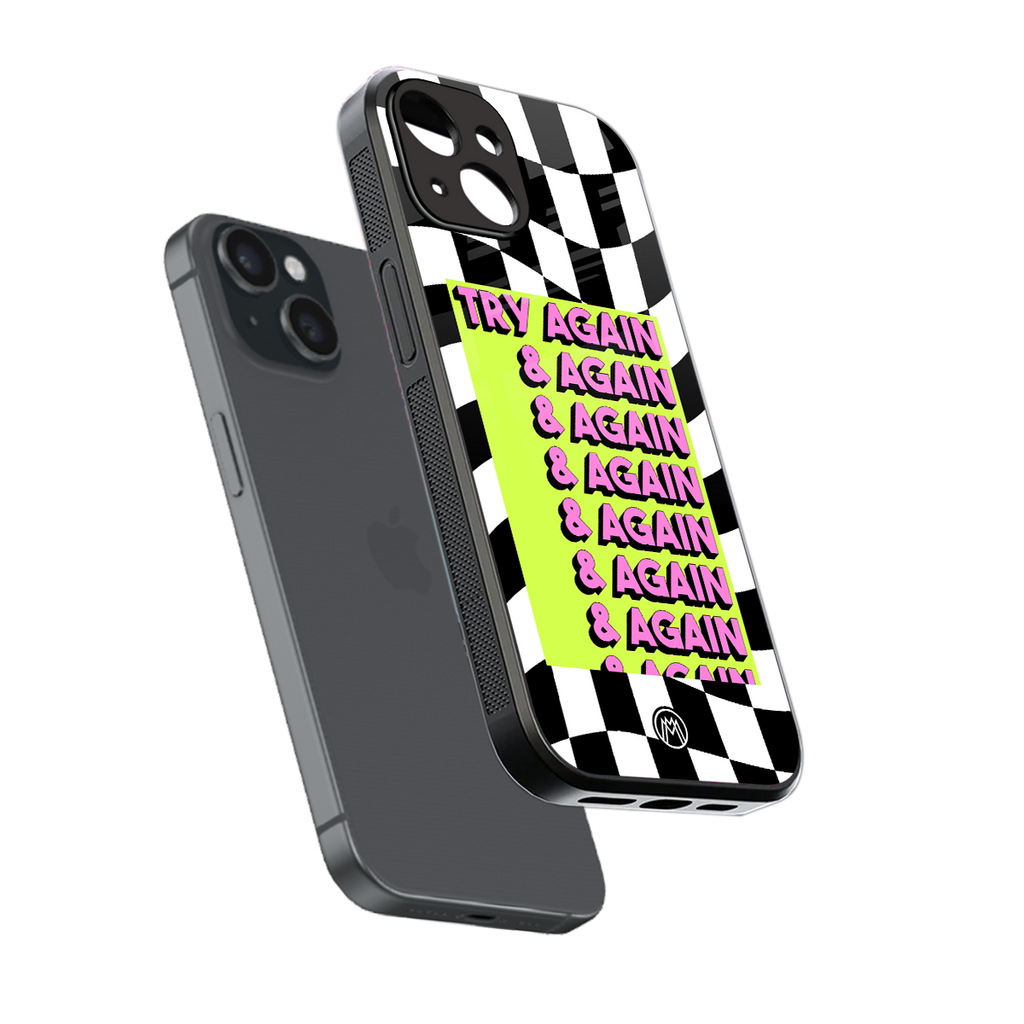 try again back phone cover | glass case for iphone 15