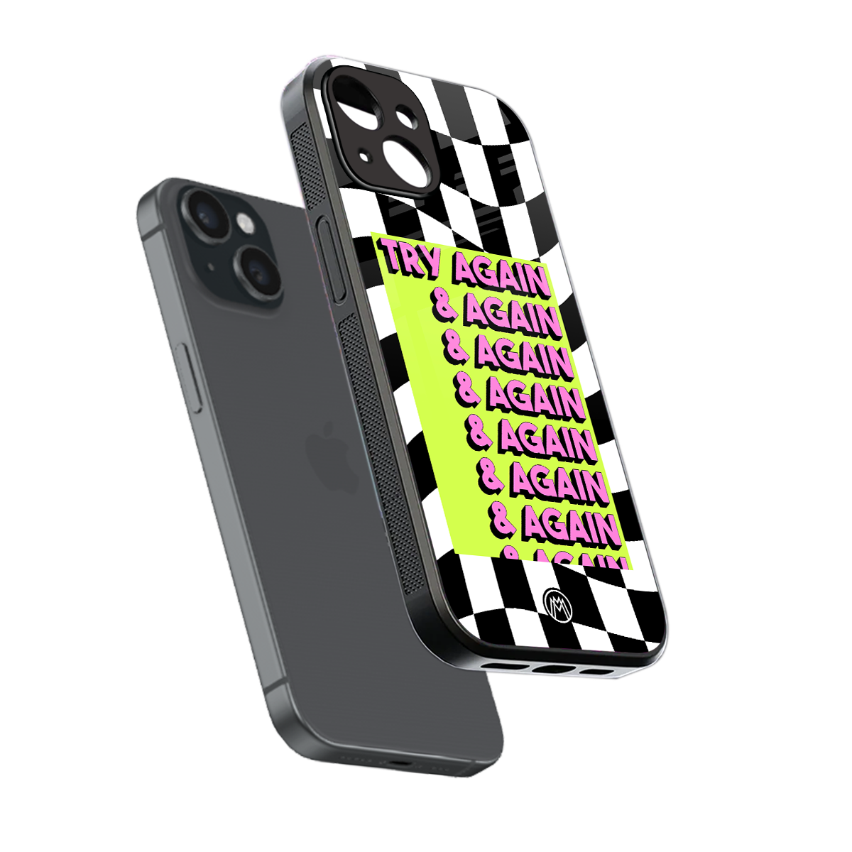try again back phone cover | glass case for iphone 15