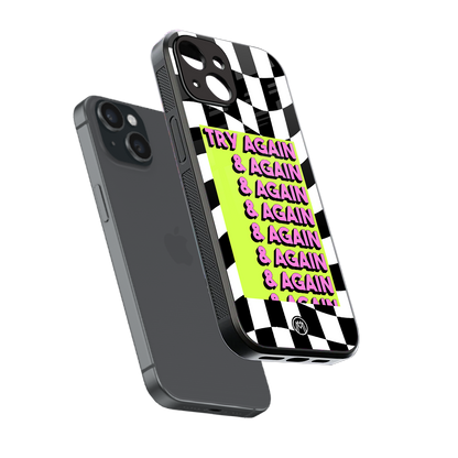 try again back phone cover | glass case for iphone 15