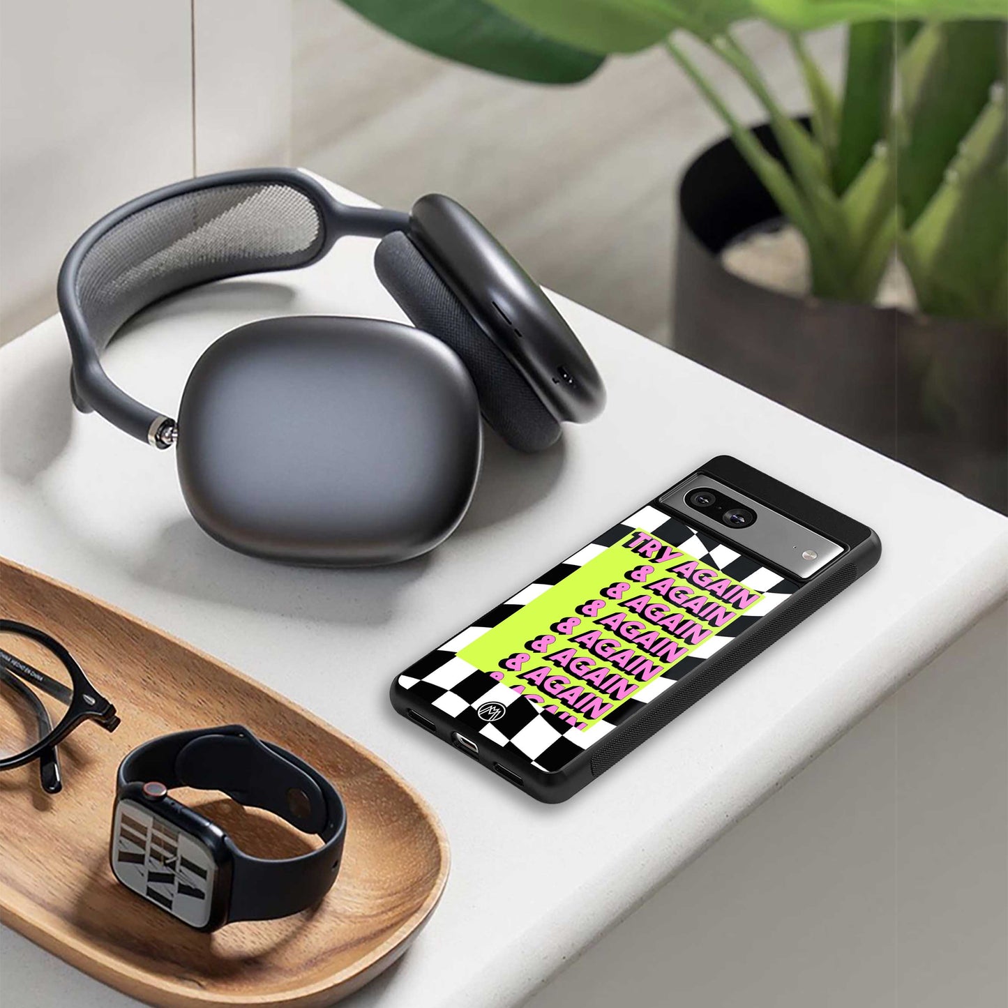 try again back phone cover | glass case for Google Pixel 7A