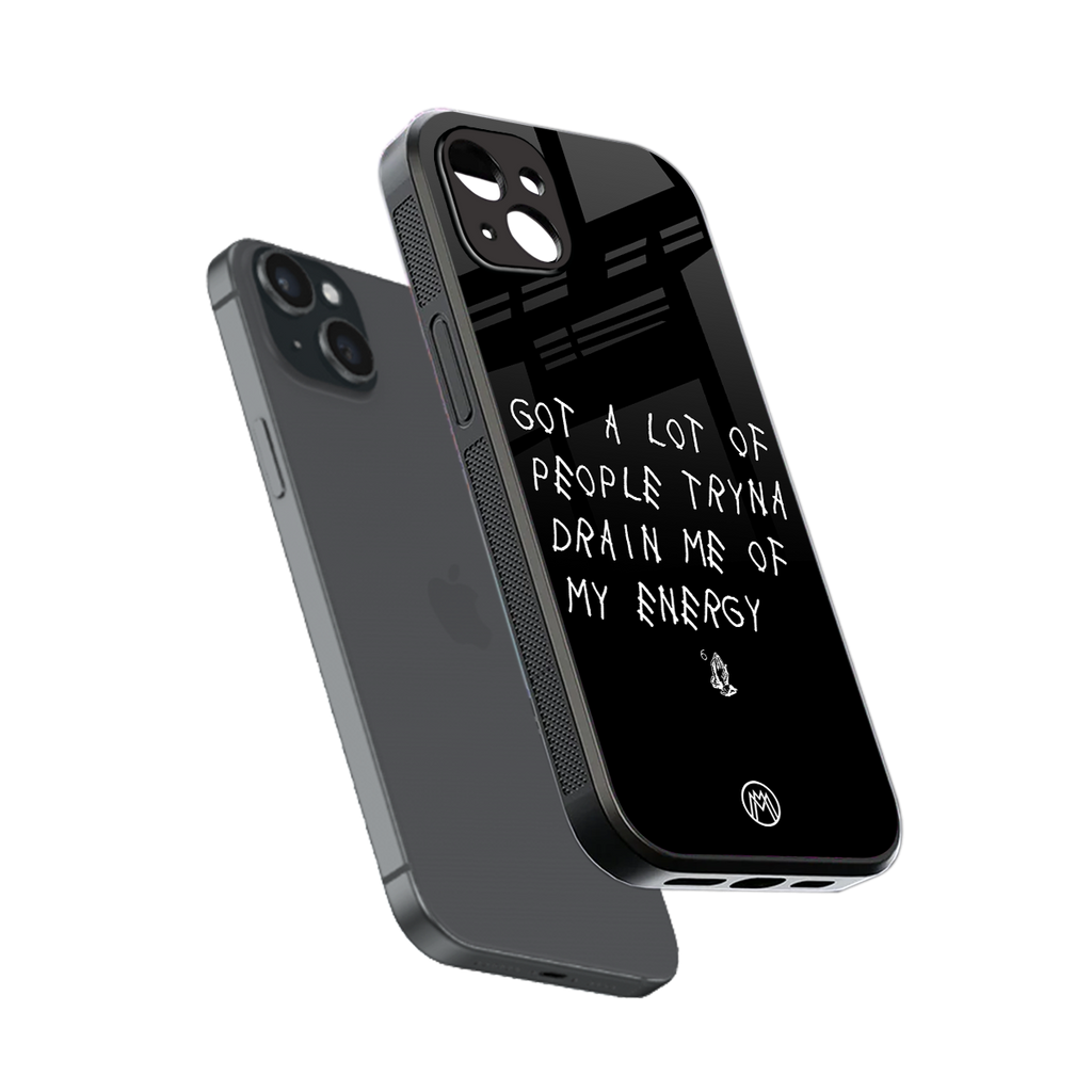 tryna drain my energy back phone cover | glass case for iphone 15 plus
