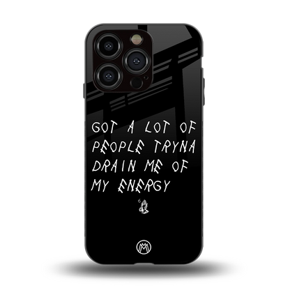 tryna drain my energy back phone cover | glass case for iphone 14 pro