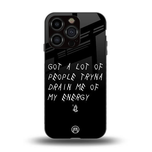 tryna drain my energy back phone cover | glass case for iphone 14 pro