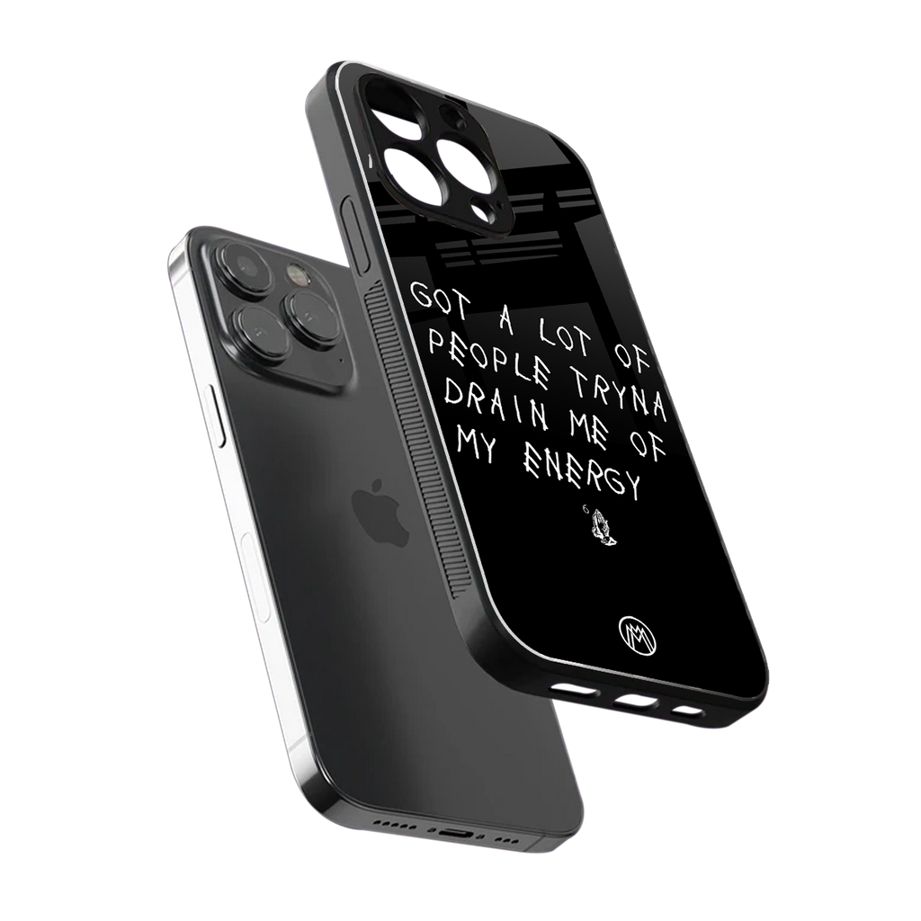 tryna drain my energy back phone cover | glass case for iphone 16 pro max