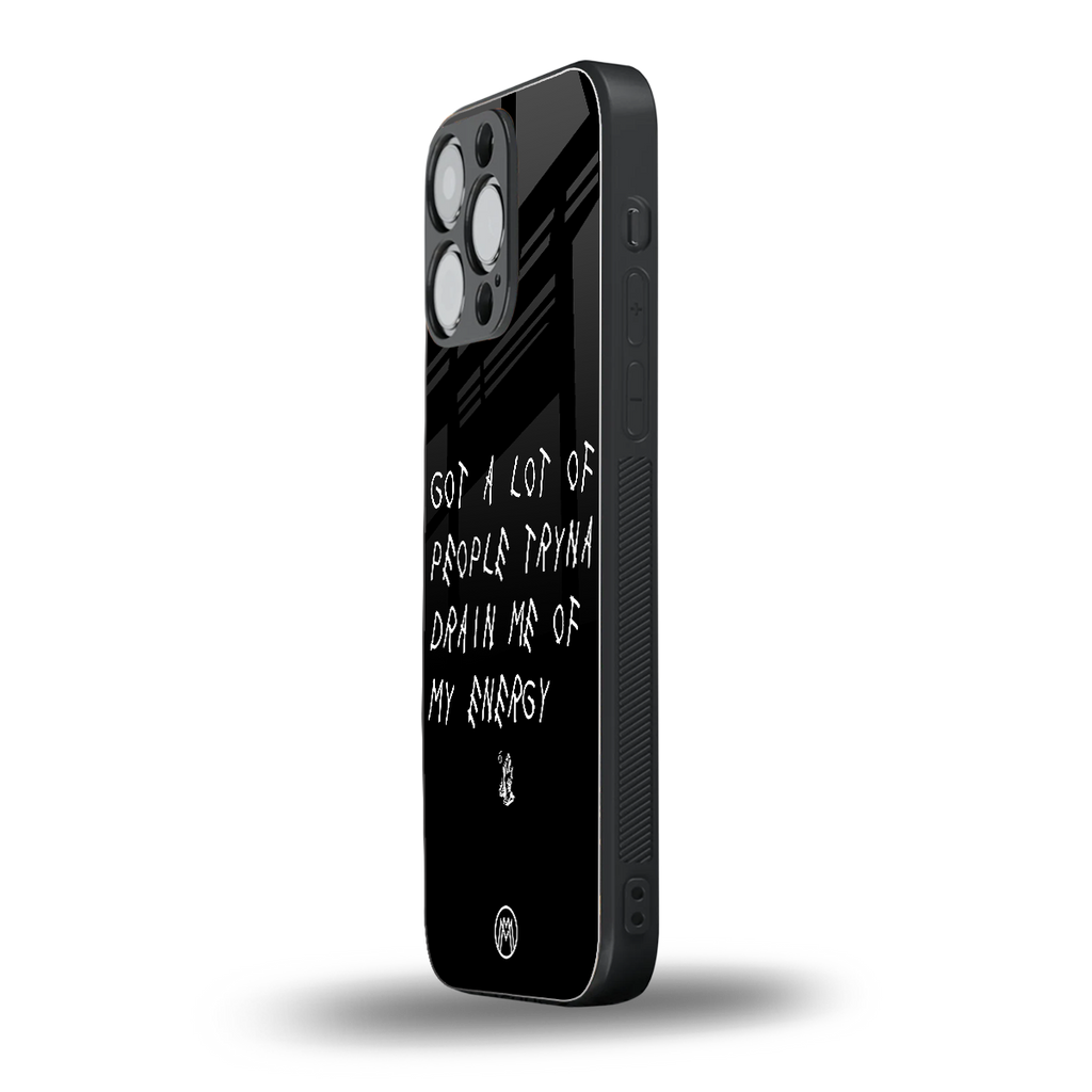 tryna drain my energy back phone cover | glass case for iphone 16 pro max