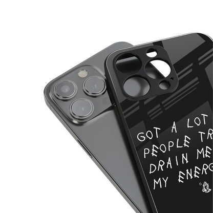 tryna drain my energy back phone cover | glass case for iphone 16 pro