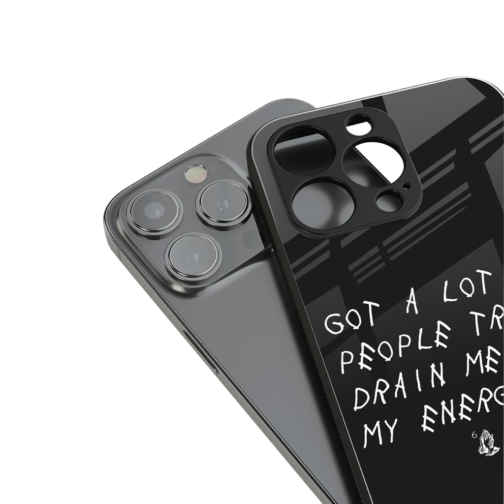 tryna drain my energy back phone cover | glass case for iphone 16 pro max