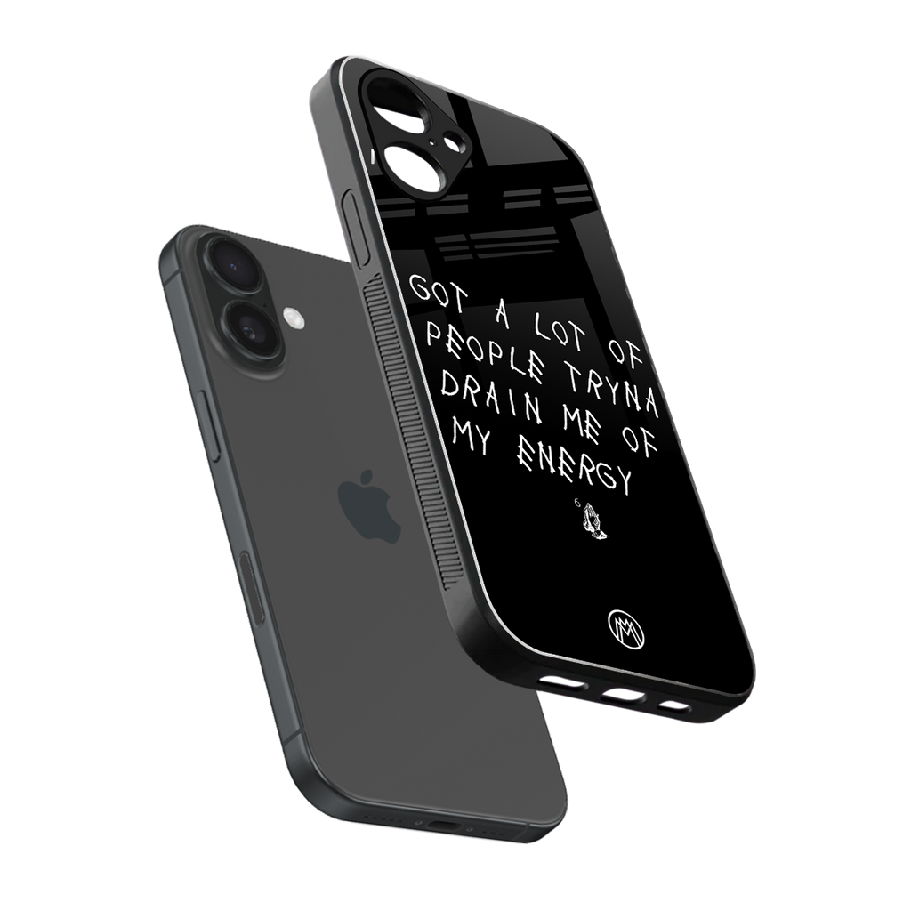 tryna drain my energy back phone cover | glass case for iphone 16