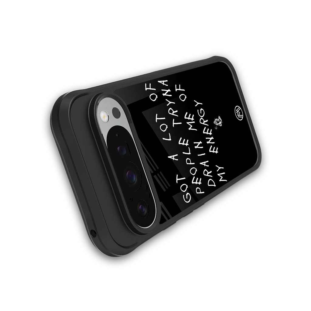 tryna drain my energy back phone cover | glass case for google pixel 9 pro xl