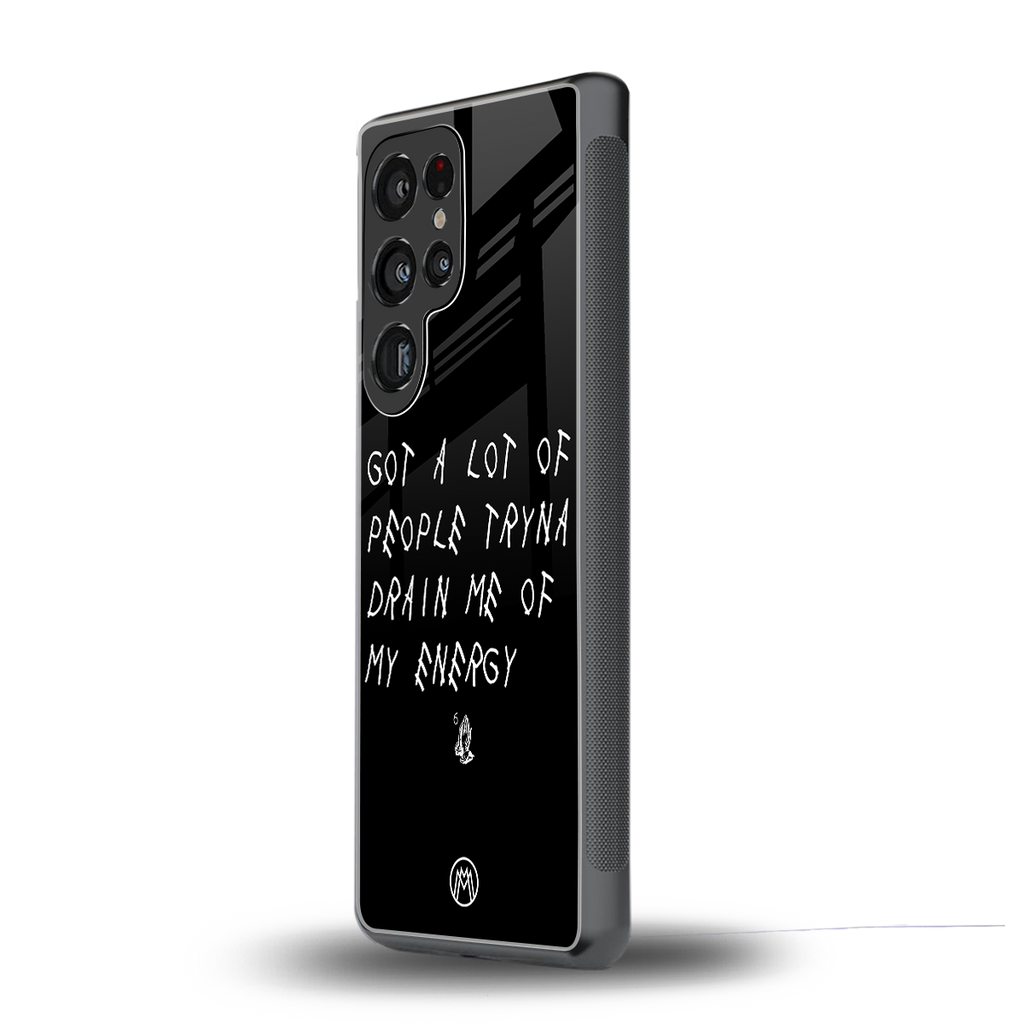 tryna drain my energy back phone cover | glass case for samsung galaxy s25 ultra