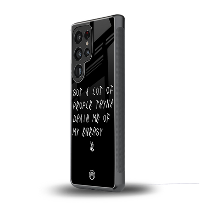 tryna drain my energy back phone cover | glass case for samsung galaxy s25 ultra
