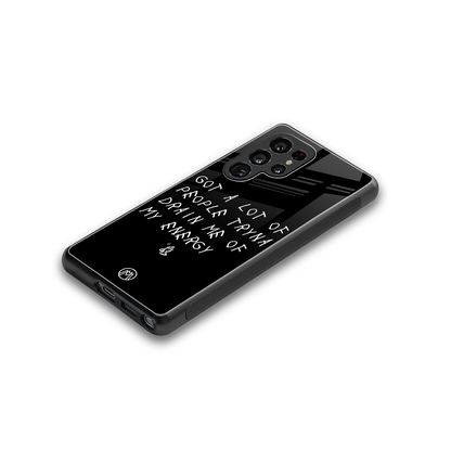 tryna drain my energy back phone cover | glass case for samsung galaxy s25 ultra