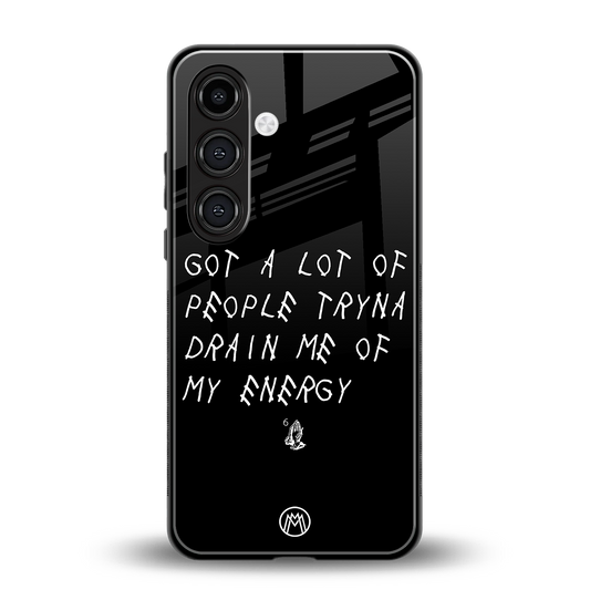 tryna drain my energy back phone cover | glass case for samsung galaxy s23