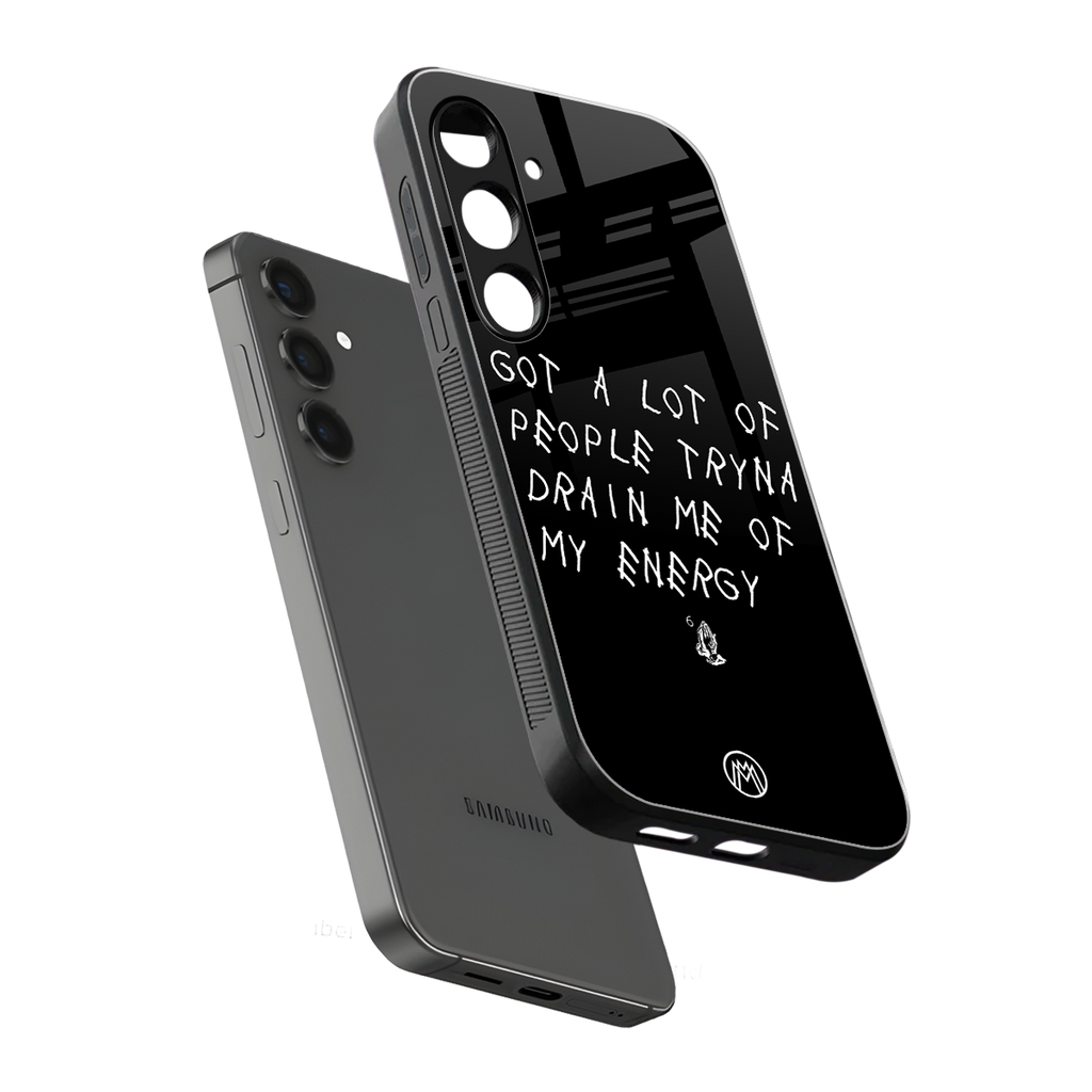 tryna drain my energy back phone cover | glass case for samsung galaxy s24 plus