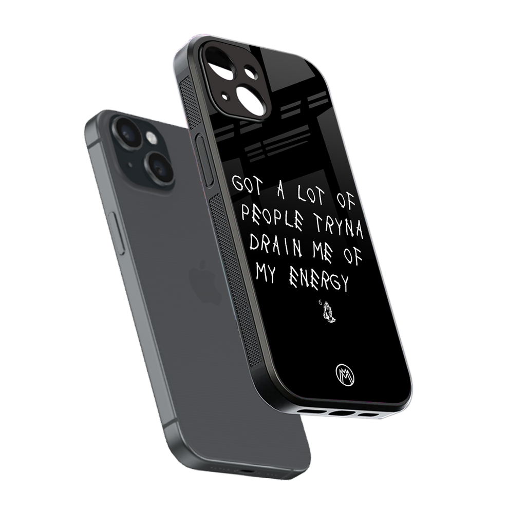 tryna drain my energy back phone cover | glass case for iphone 15