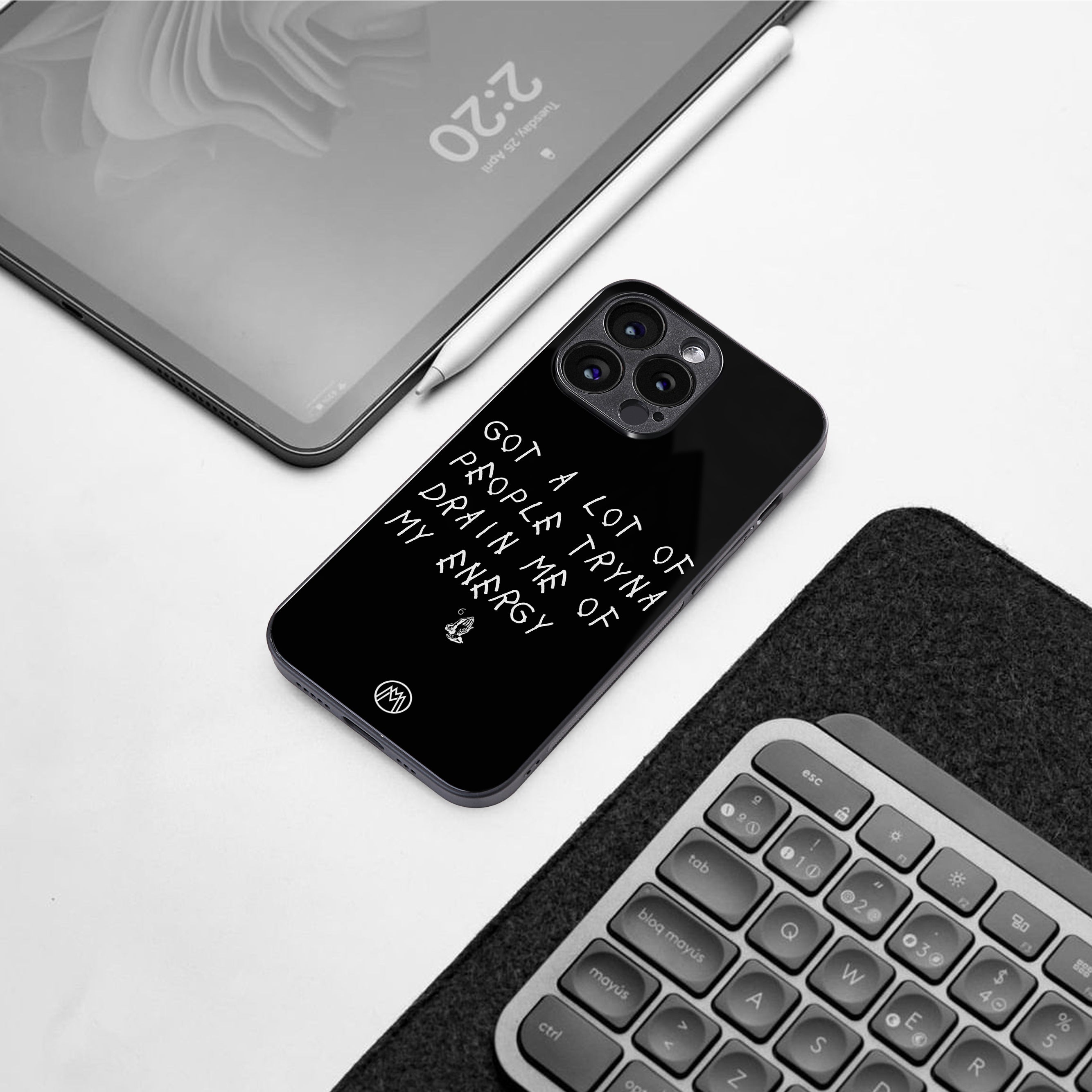 tryna drain my energy back phone cover | glass case for iphone 16 pro max