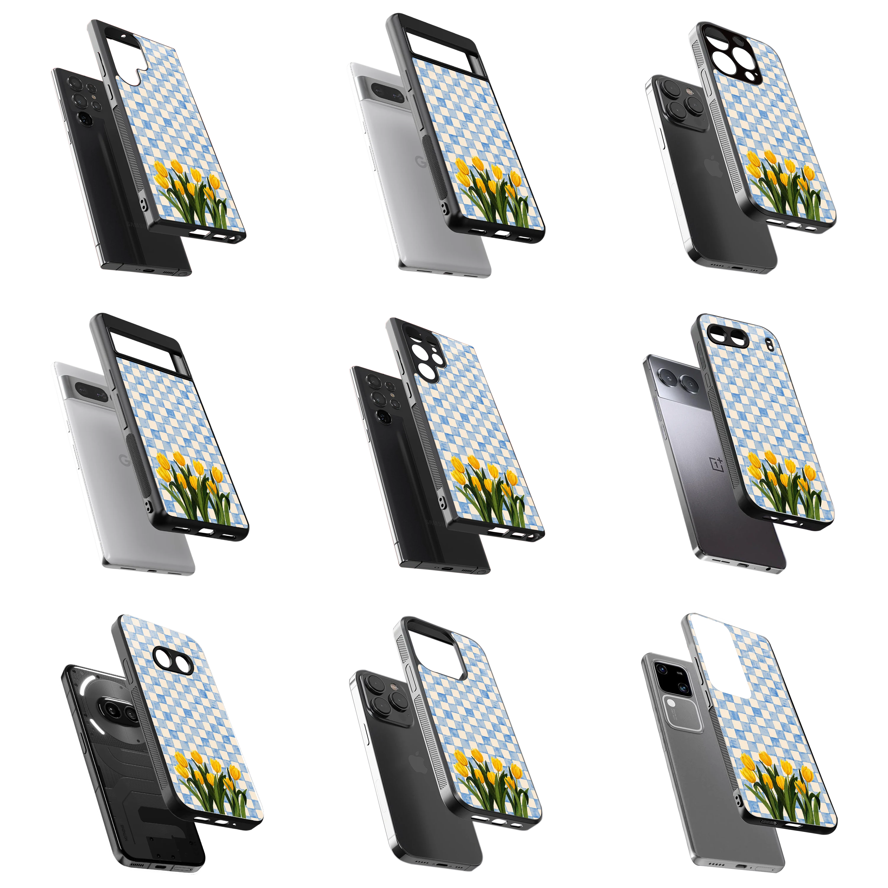 Durable Glass Back Mobile Case for iPhone, Samsung, OnePlus, Google Pixel, Redmi, Vivo, Oppo
