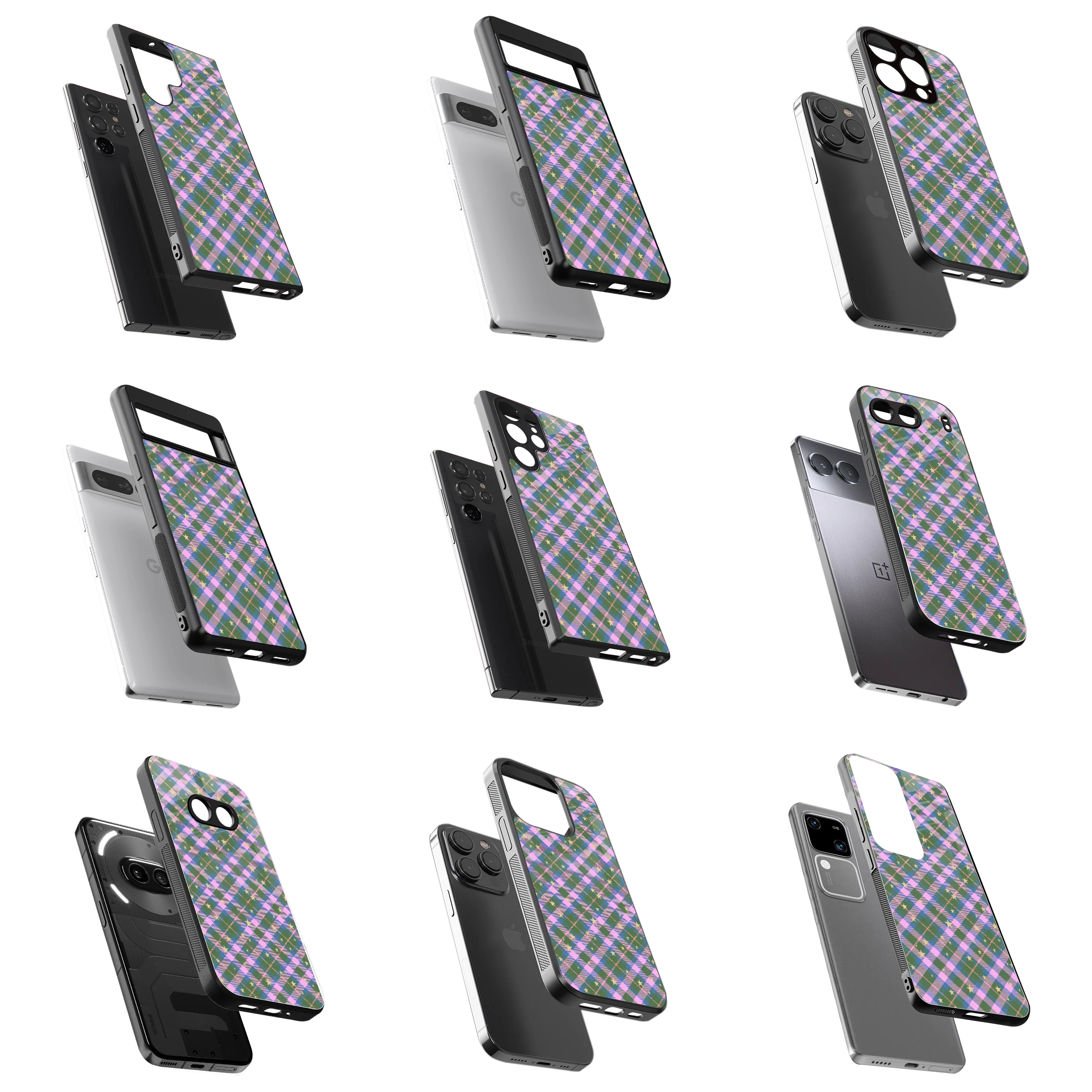 Durable Glass Back Mobile Case for iPhone, Samsung, OnePlus, Google Pixel, Redmi, Vivo, Oppo