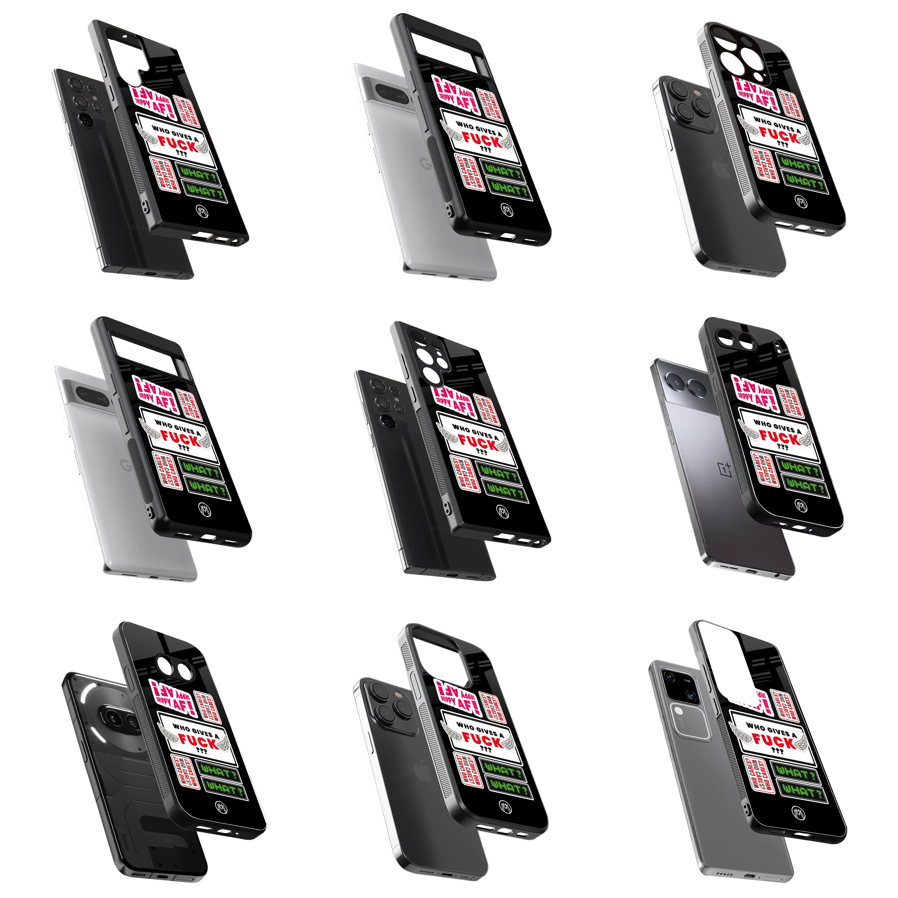 Durable Glass Back Mobile Case for iPhone, Samsung, OnePlus, Google Pixel, Redmi, Vivo, Oppo