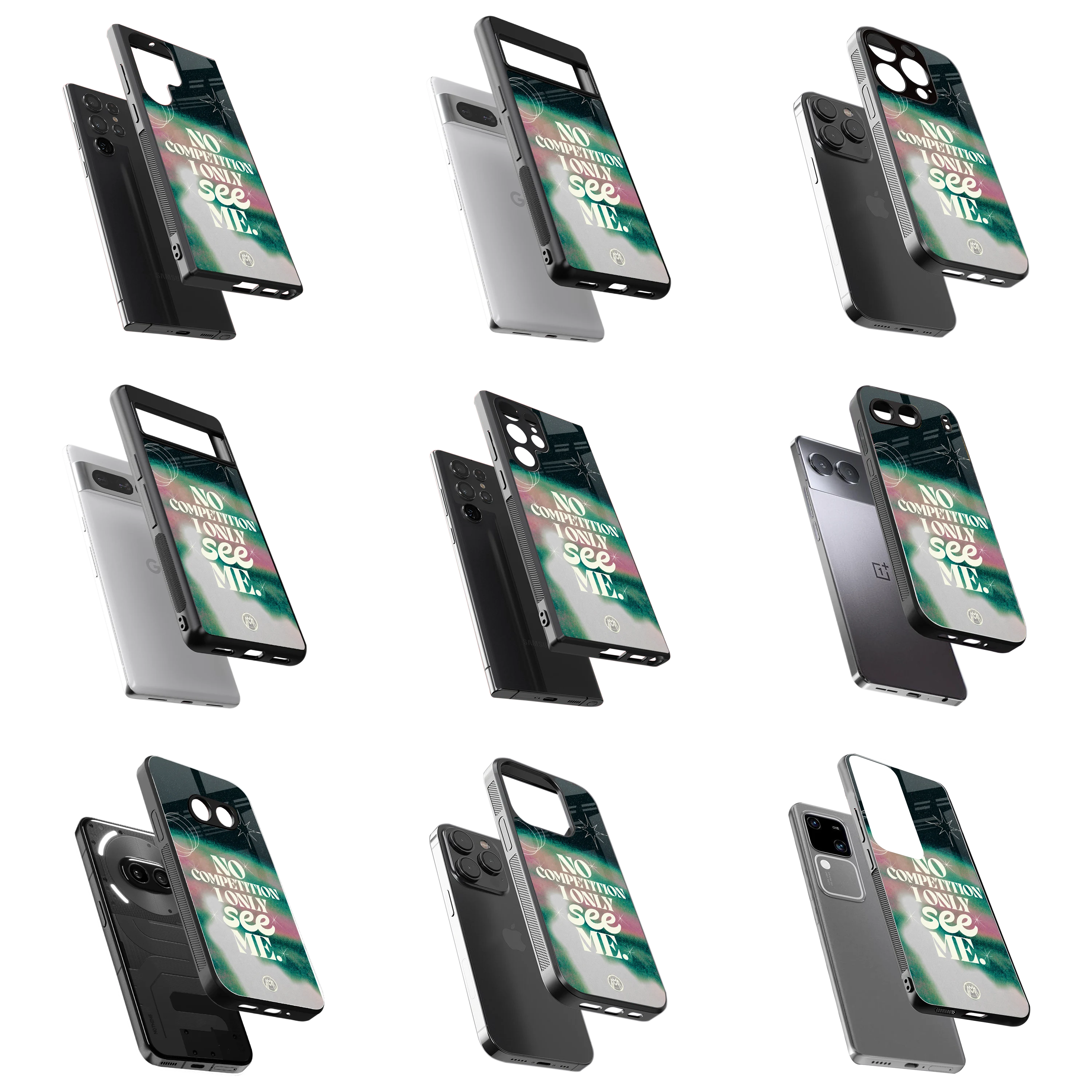 Durable Glass Back Mobile Case for iPhone, Samsung, OnePlus, Google Pixel, Redmi, Vivo, Oppo