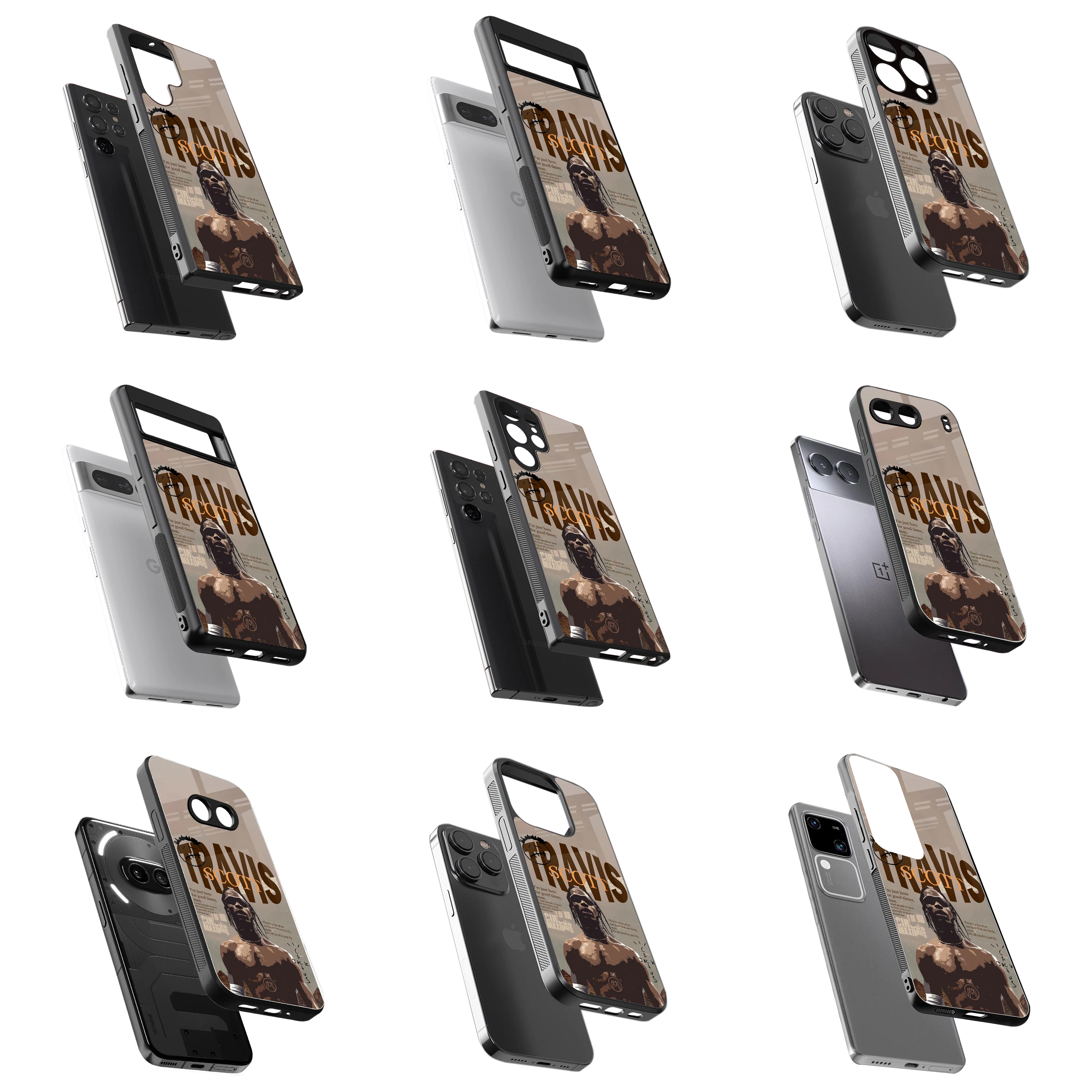 Durable Glass Back Mobile Case for iPhone, Samsung, OnePlus, Google Pixel, Redmi, Vivo, Oppo