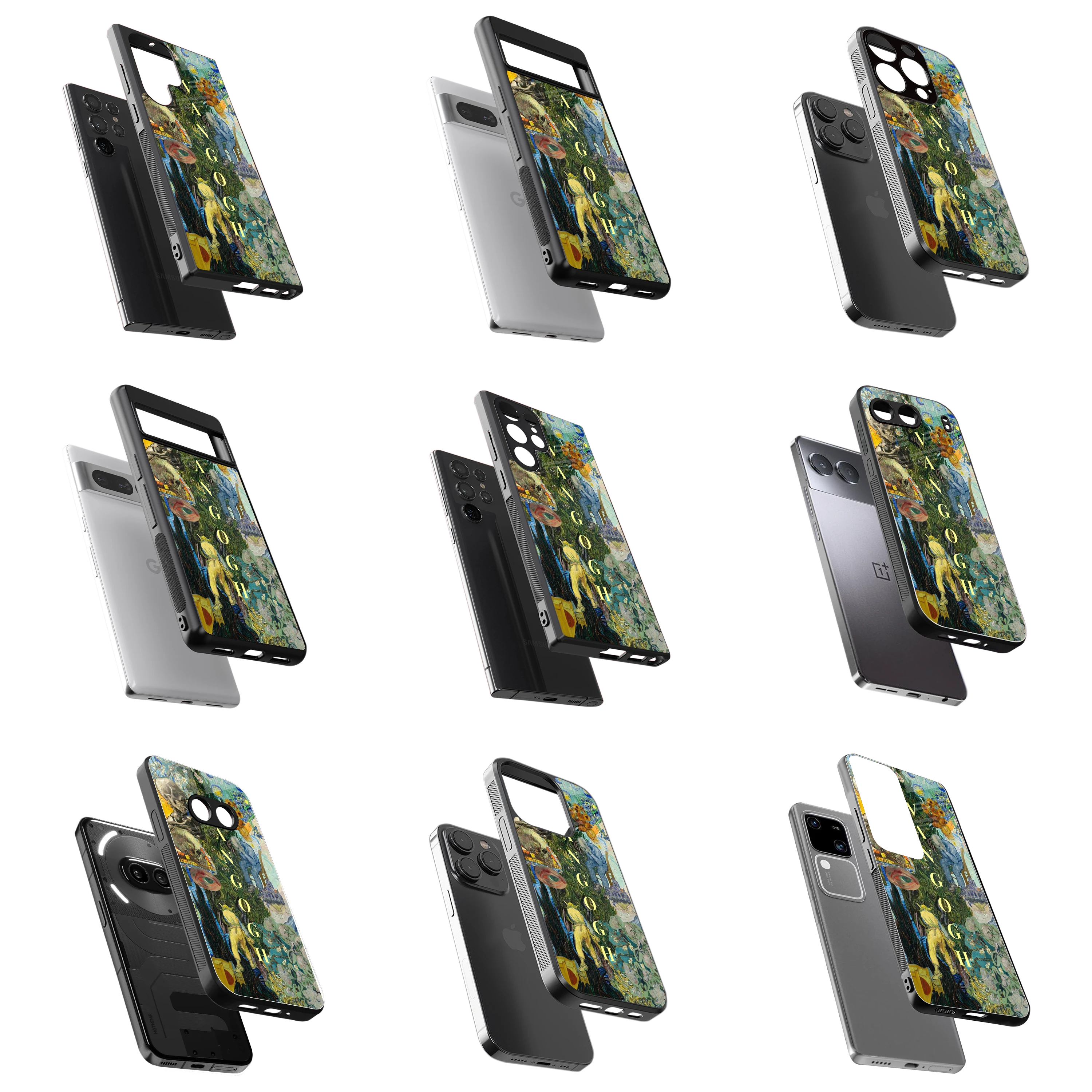 Durable Glass Back Mobile Case for iPhone, Samsung, OnePlus, Google Pixel, Redmi, Vivo, Oppo