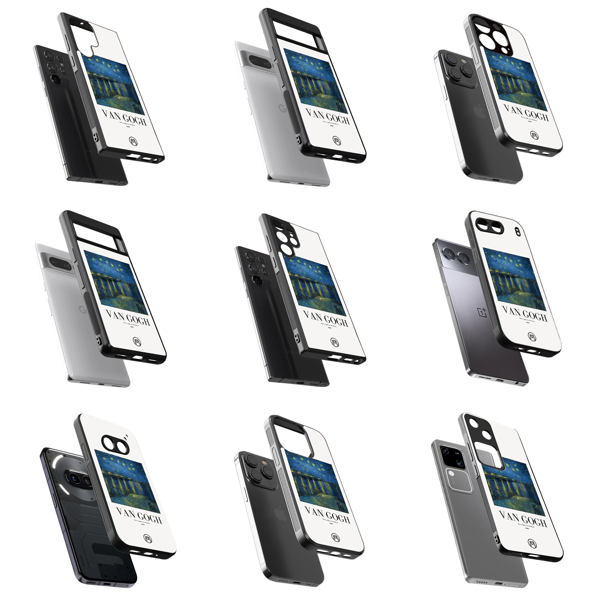 Durable Glass Back Mobile Case for iPhone, Samsung, OnePlus, Google Pixel, Redmi, Vivo, Oppo