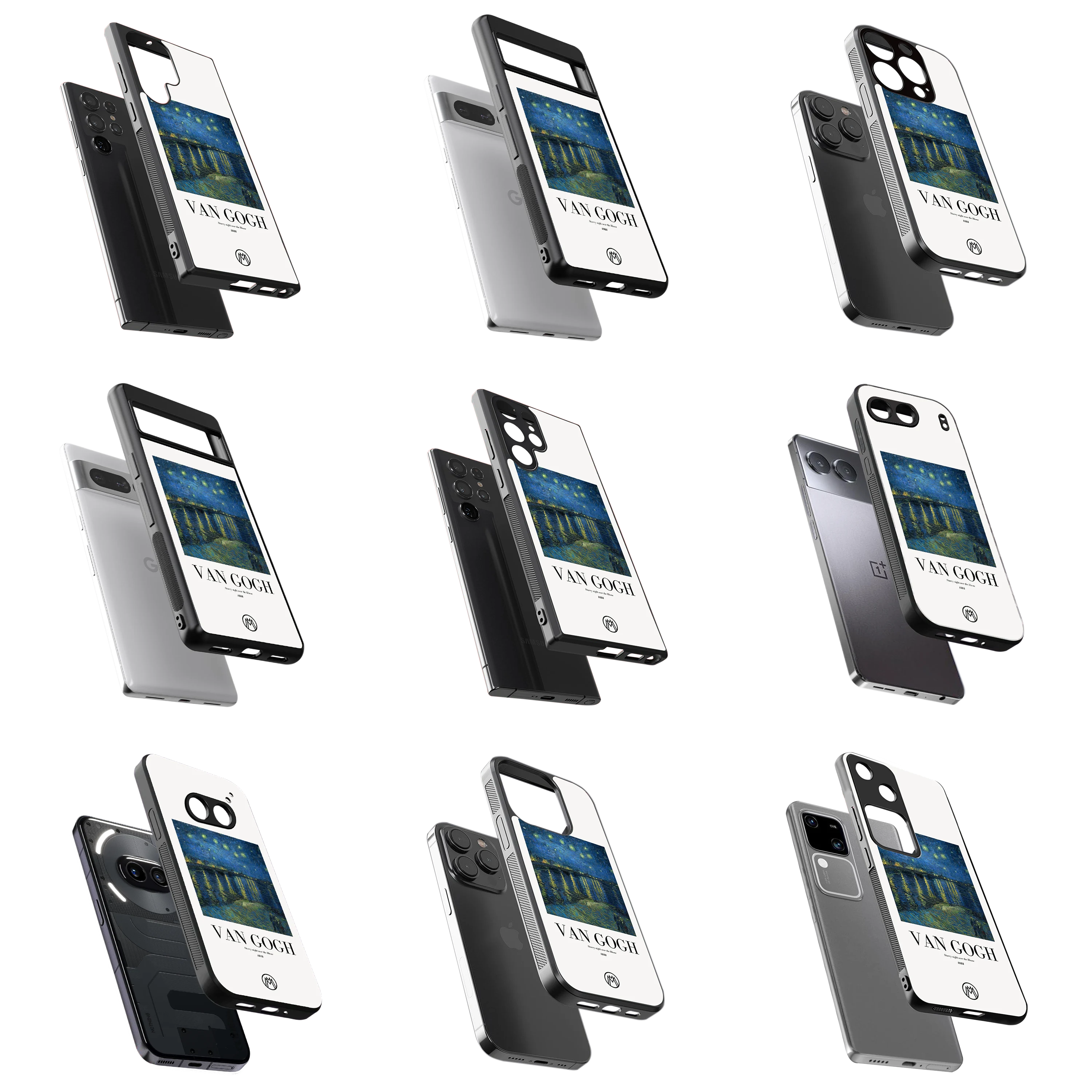 Durable Glass Back Mobile Case for iPhone, Samsung, OnePlus, Google Pixel, Redmi, Vivo, Oppo