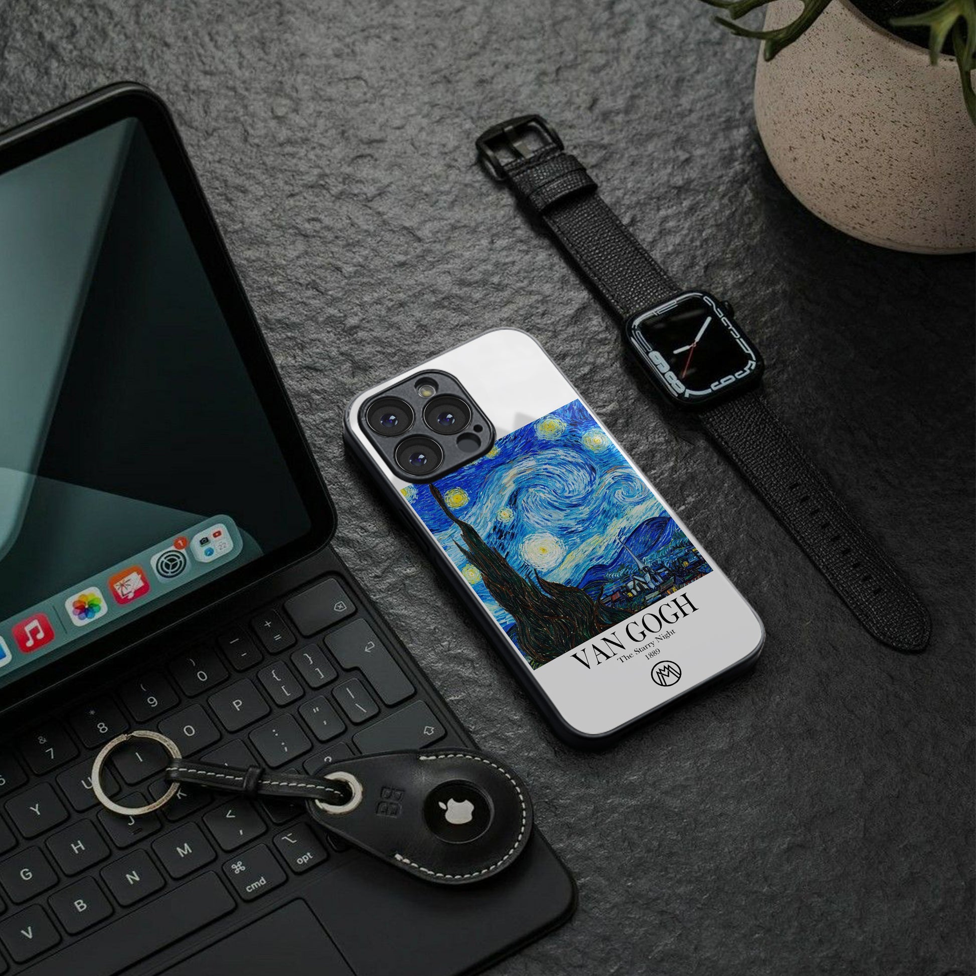 van gogh starry night back phone cover | glass case for google pixel 9 pro xl