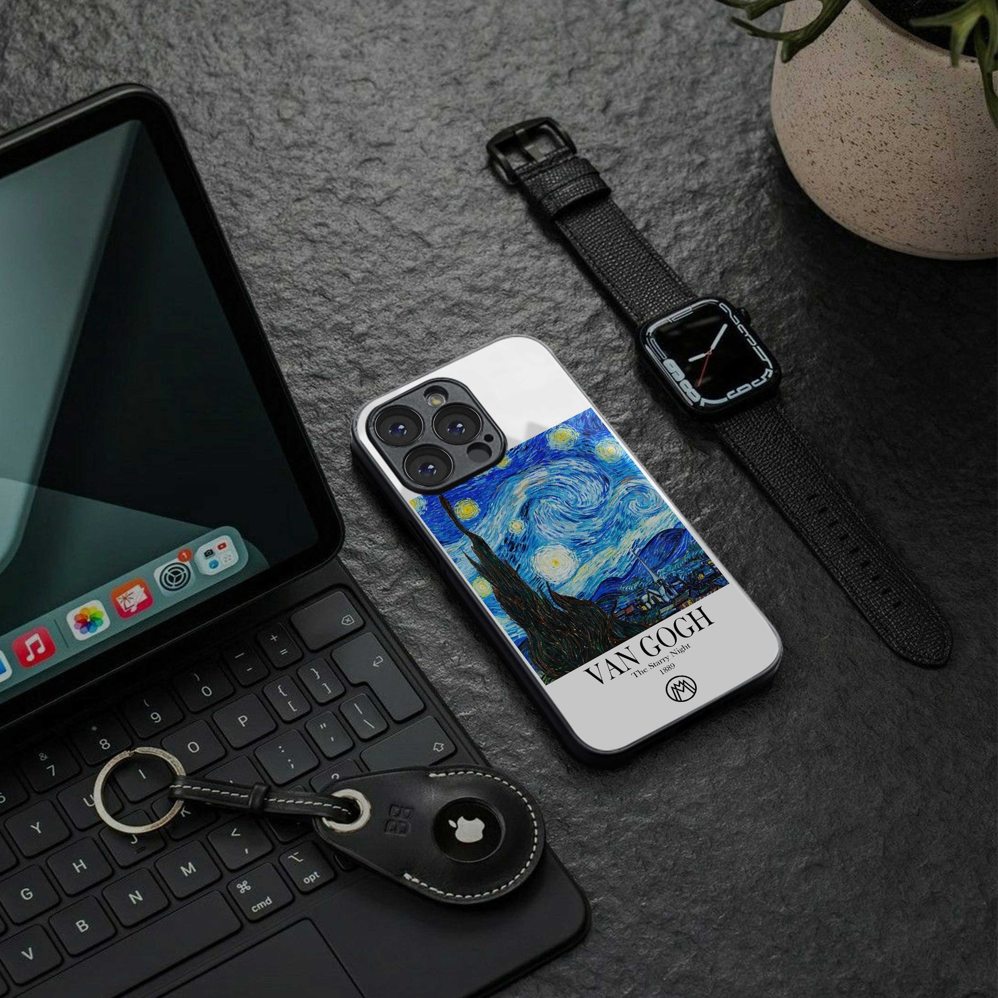 van gogh starry night back phone cover | glass case for iphone 14 pro max