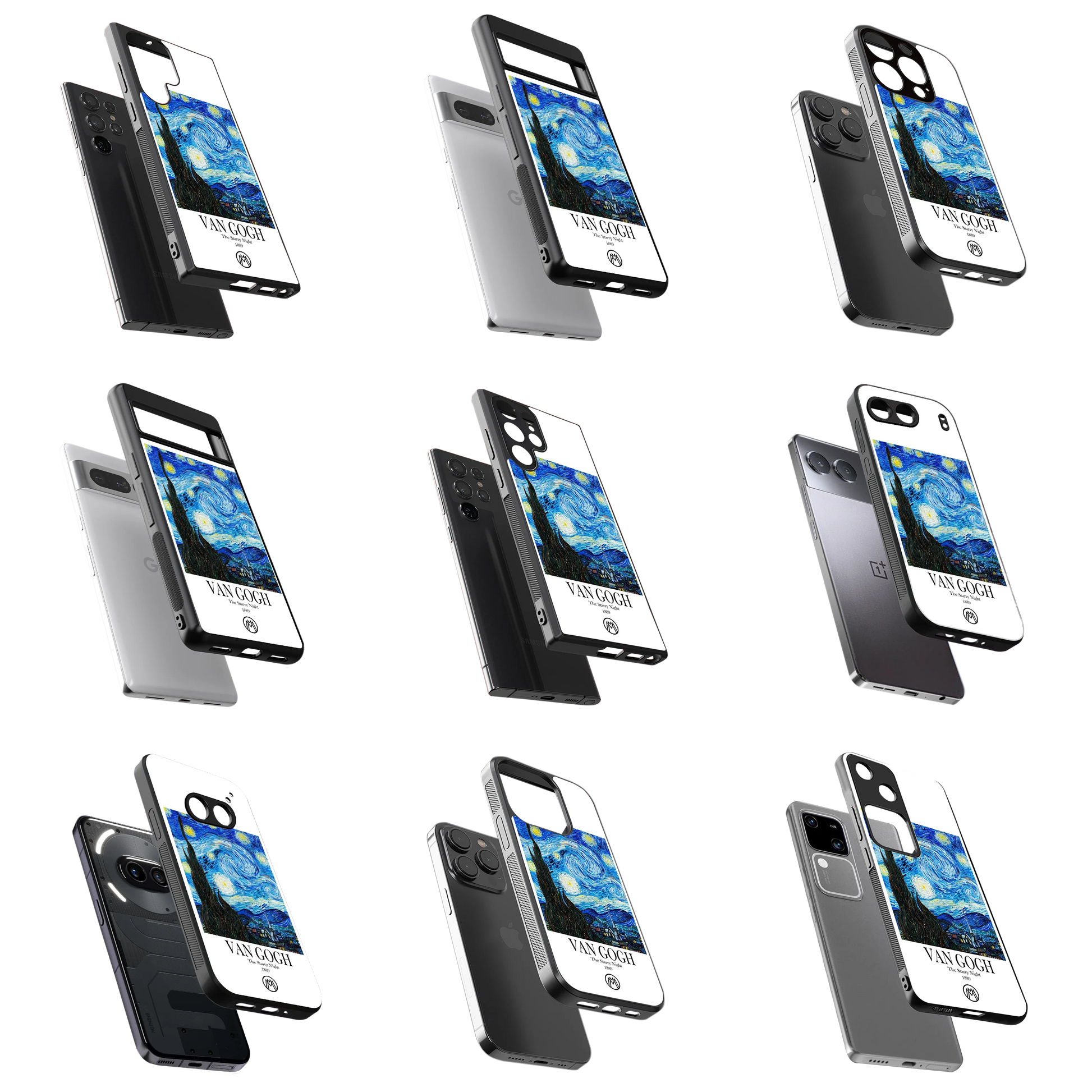 Durable Glass Back Mobile Case for iPhone, Samsung, OnePlus, Google Pixel, Redmi, Vivo, Oppo