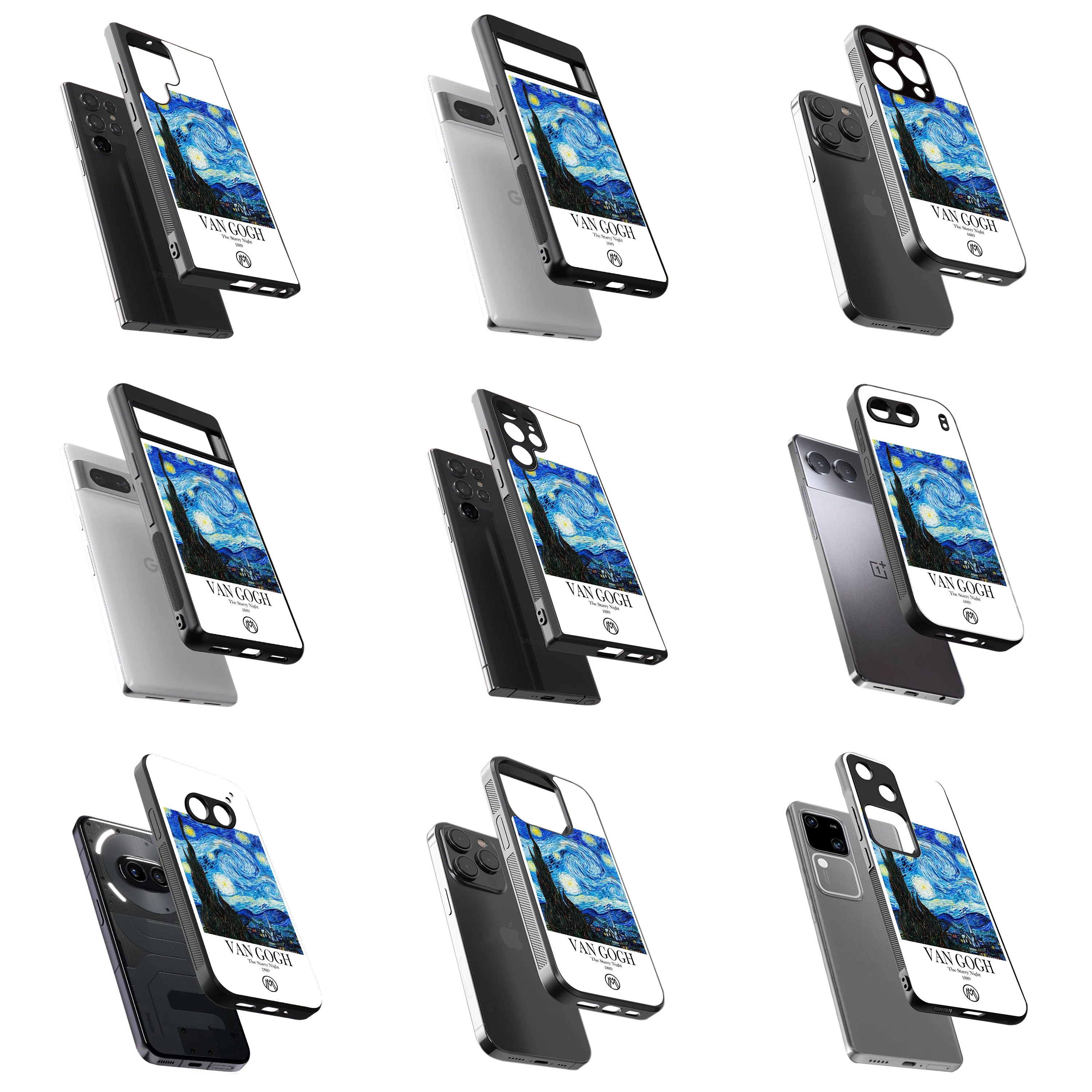 Durable Glass Back Mobile Case for iPhone, Samsung, OnePlus, Google Pixel, Redmi, Vivo, Oppo