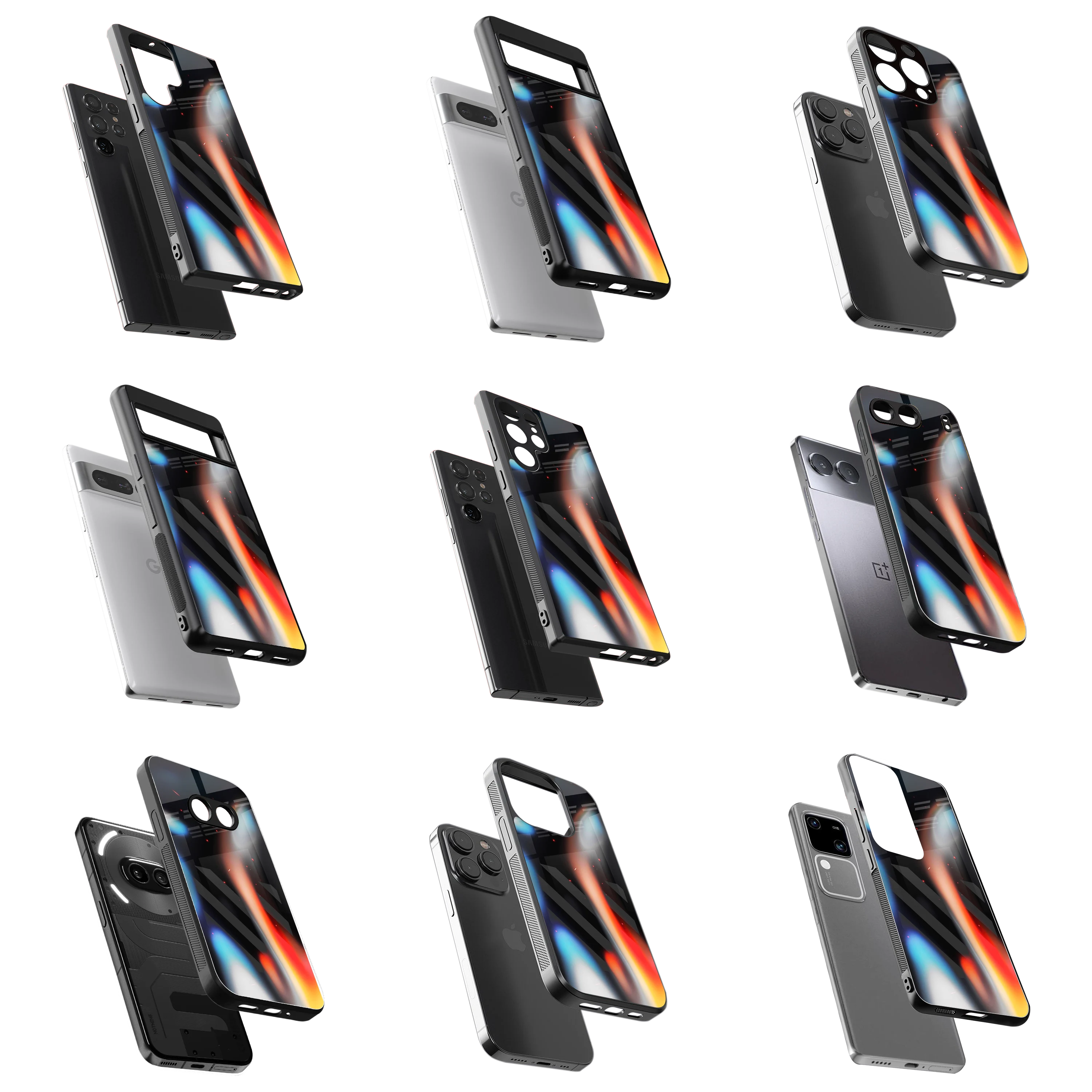 Durable Glass Back Mobile Case for iPhone, Samsung, OnePlus, Google Pixel, Redmi, Vivo, Oppo