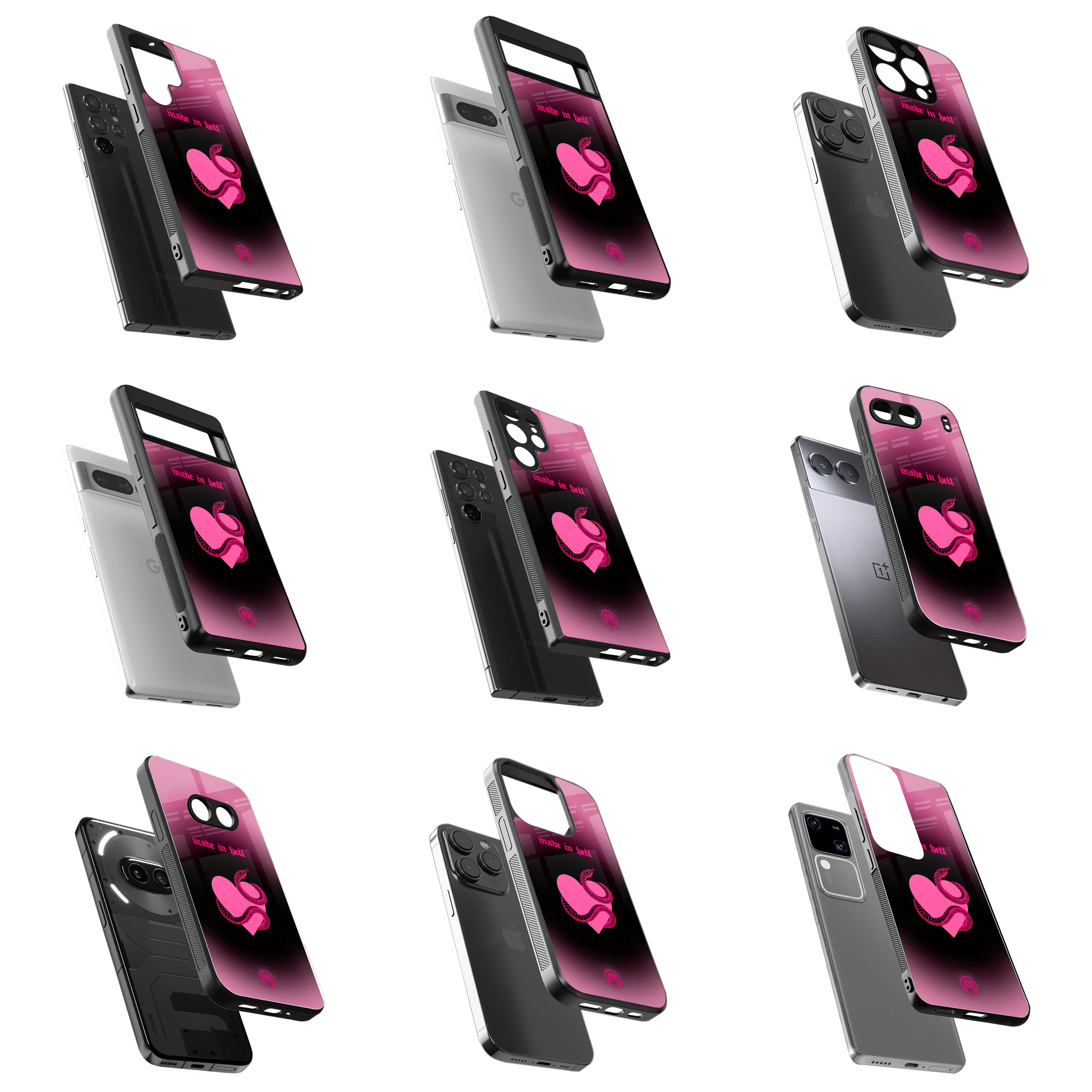 Durable Glass Back Mobile Case for iPhone, Samsung, OnePlus, Google Pixel, Redmi, Vivo, Oppo
