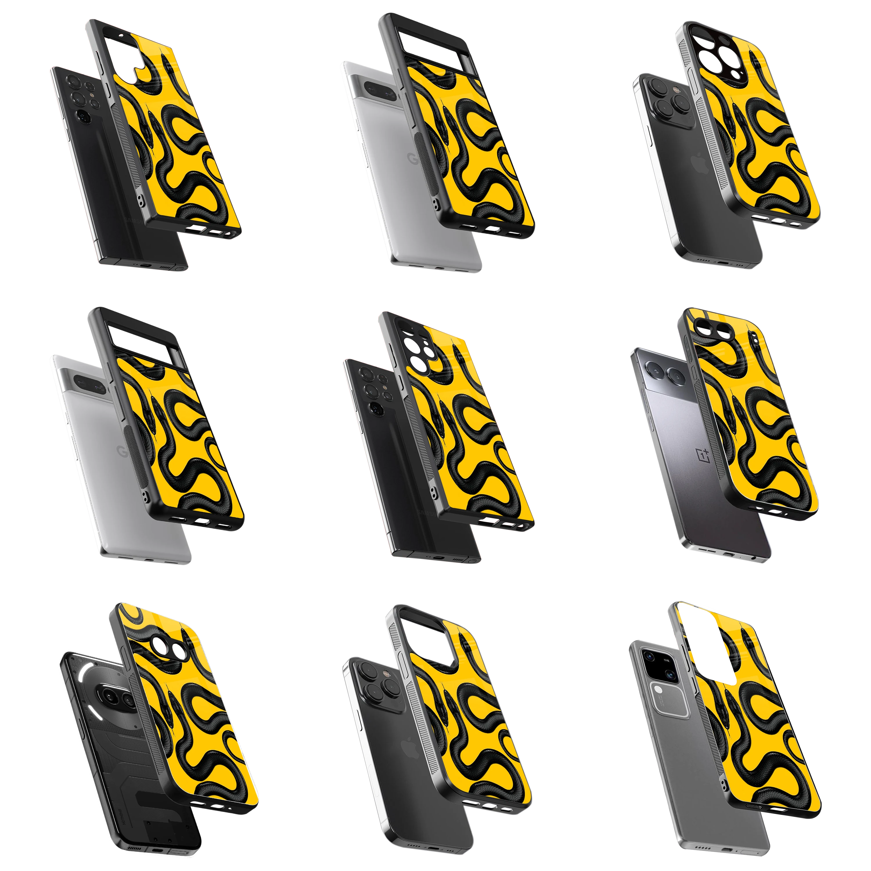 Durable Glass Back Mobile Case for iPhone, Samsung, OnePlus, Google Pixel, Redmi, Vivo, Oppo
