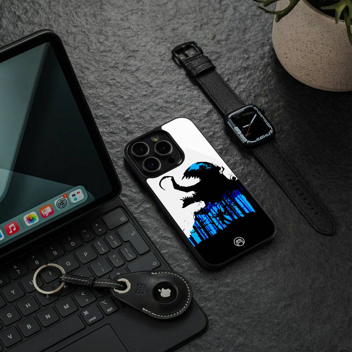 venom minimalistic back phone cover | glass case for iphone 15 pro